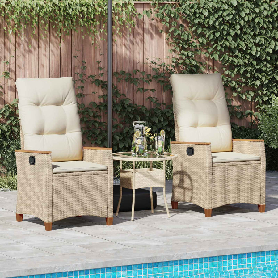 Verstelbare tuinstoel Beige en Crème 64 x 57,5 x 112 cm