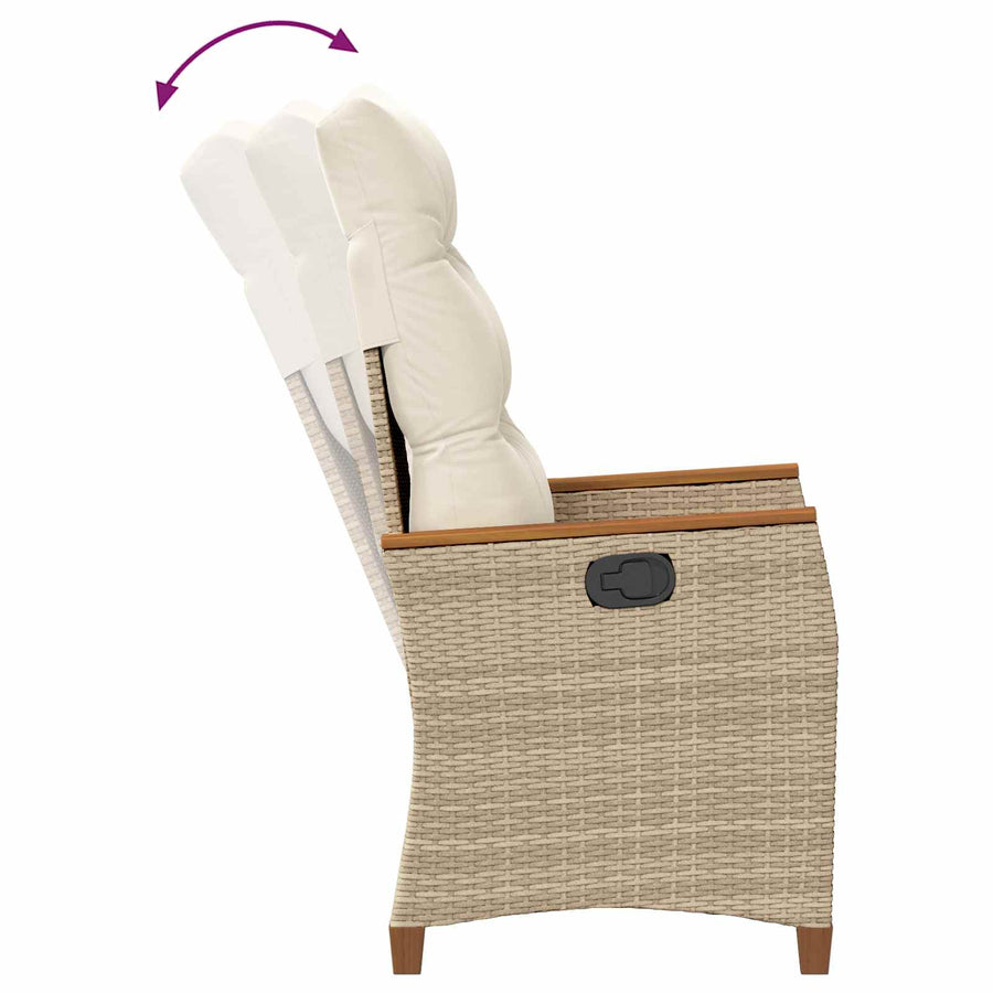 Verstelbare tuinstoel Beige en Crème 64 x 57,5 x 112 cm