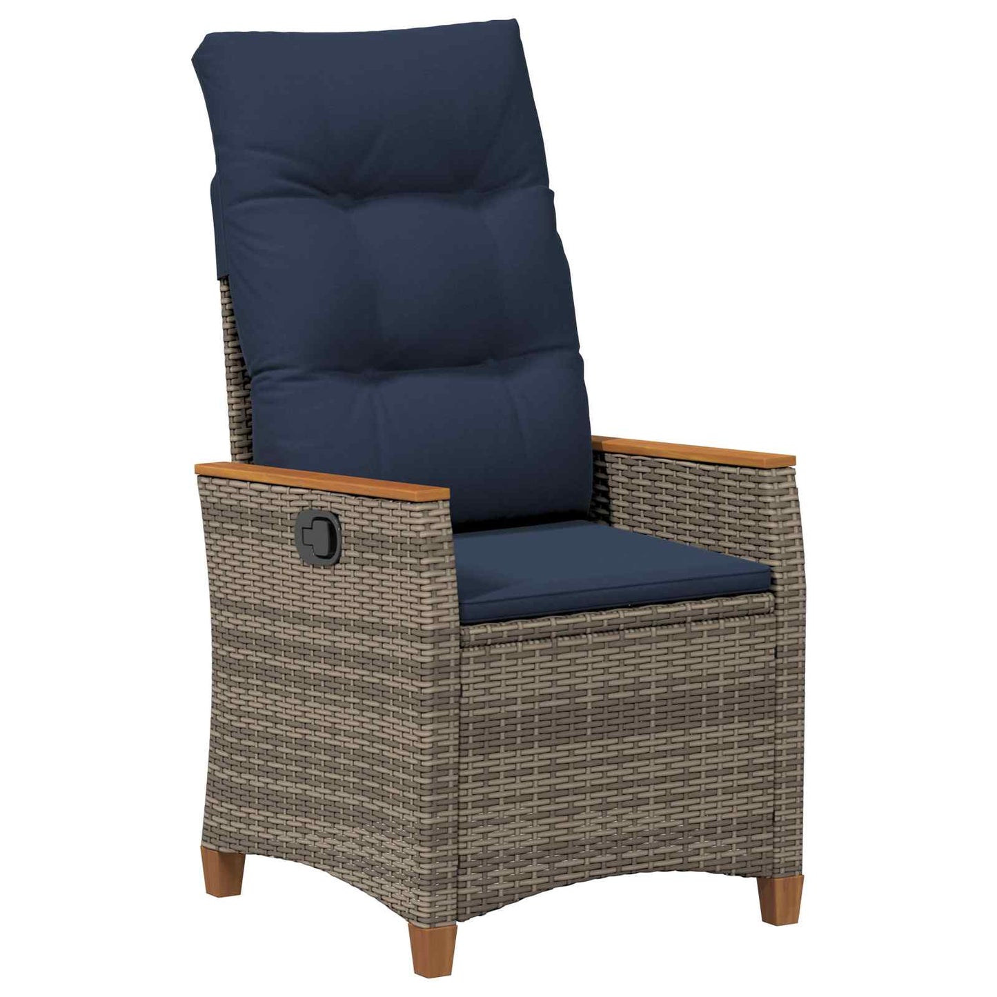 Verstelbare tuinstoel 2 pcs Grijs en Marineblauw poly rattan