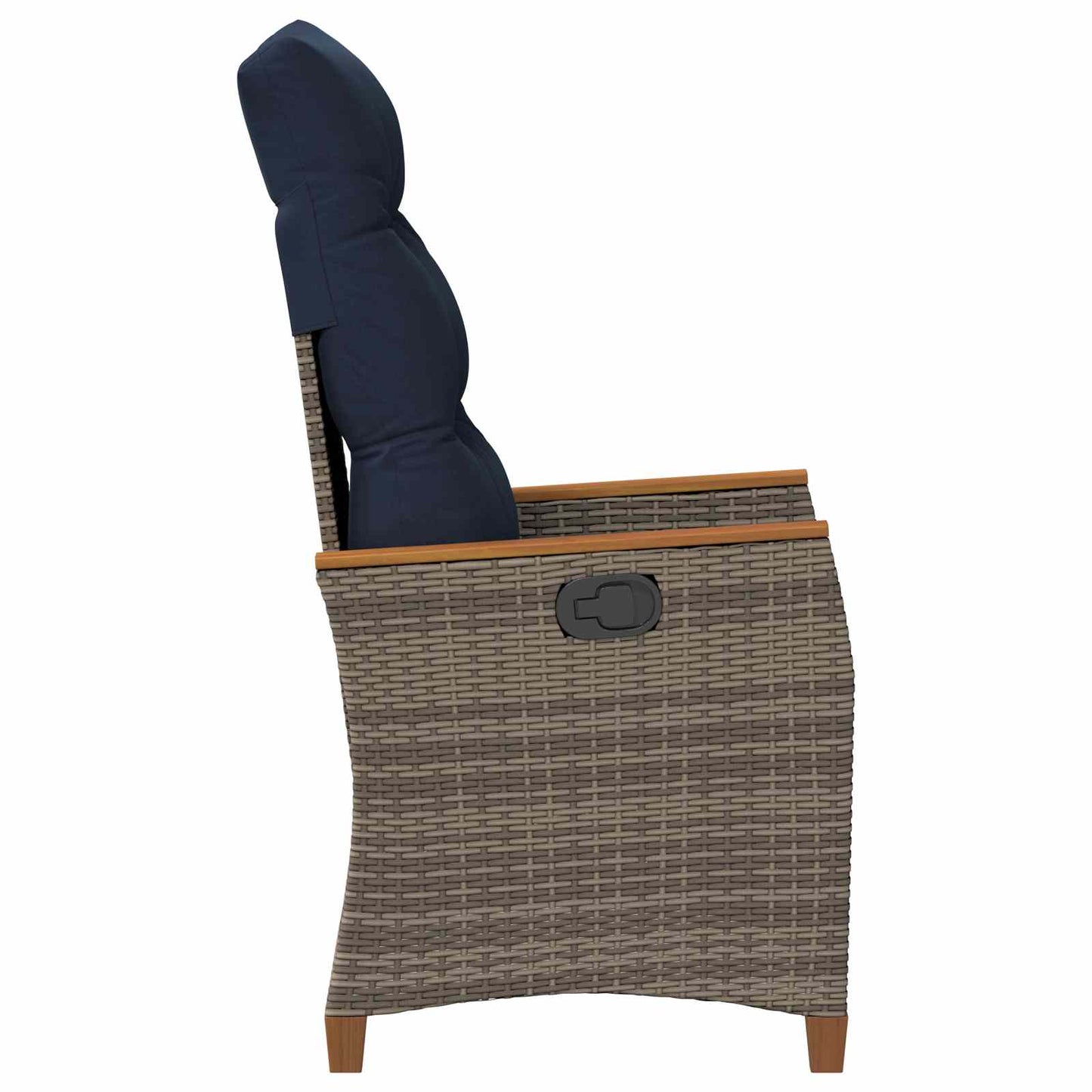 Verstelbare tuinstoel 2 pcs Grijs en Marineblauw poly rattan