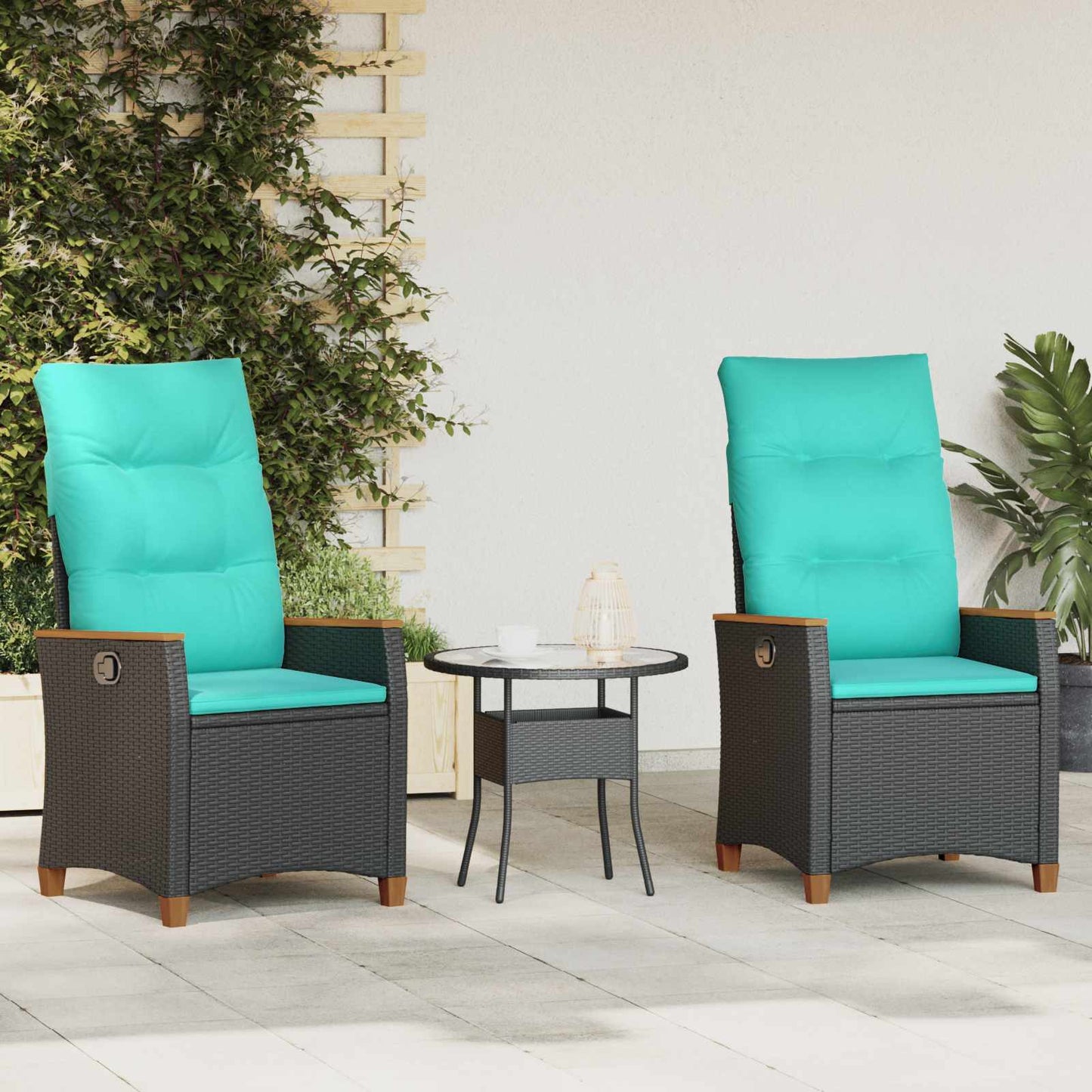 Verstelbare tuinstoel Zwart en Turquoise 64 x 57,5 x 112 cm