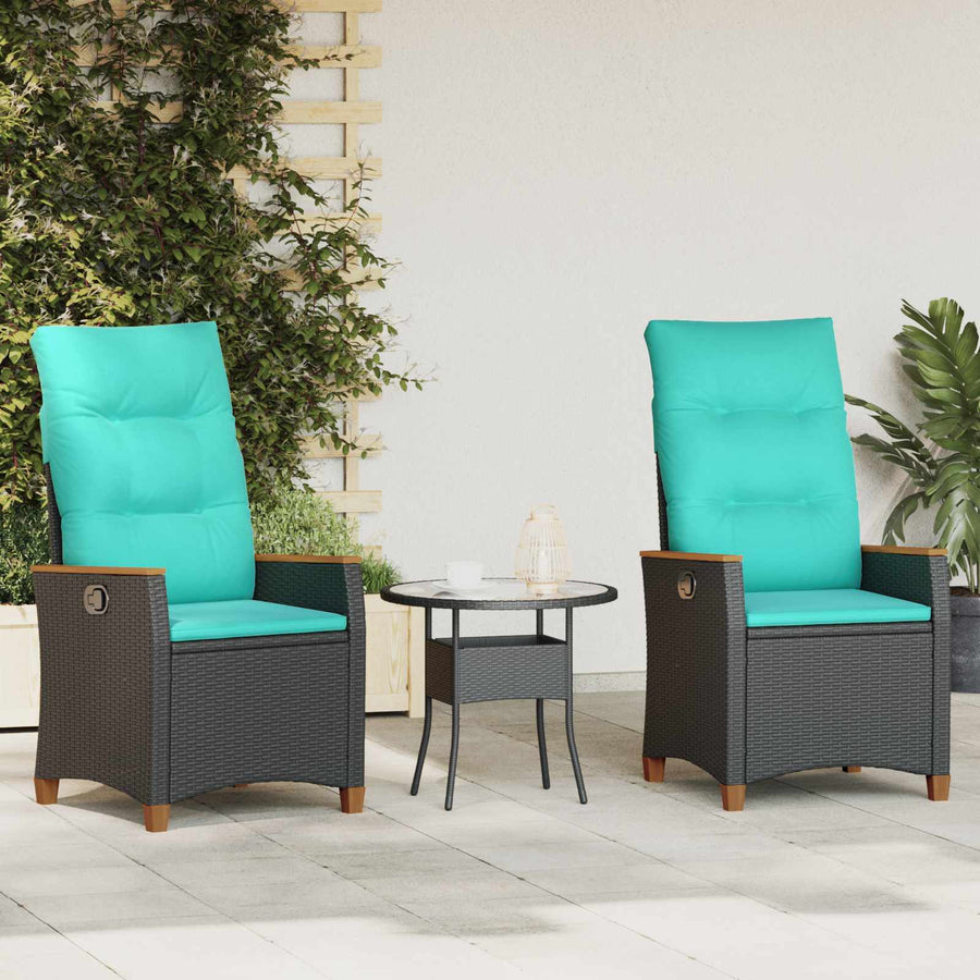 Verstelbare tuinstoel Zwart en Turquoise 64 x 57,5 x 112 cm