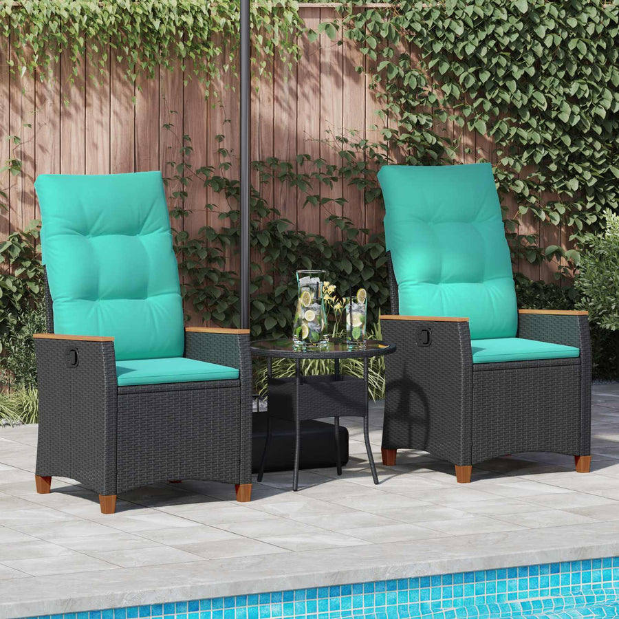 Verstelbare tuinstoel Zwart en Turquoise 64 x 57,5 x 112 cm