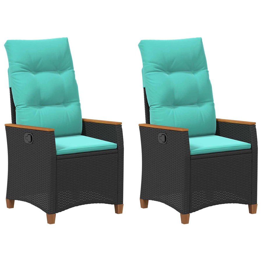 Verstelbare tuinstoel Zwart en Turquoise 64 x 57,5 x 112 cm