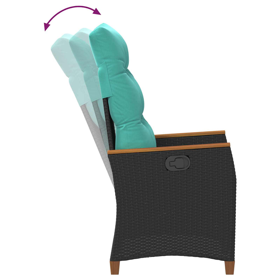 Verstelbare tuinstoel Zwart en Turquoise 64 x 57,5 x 112 cm