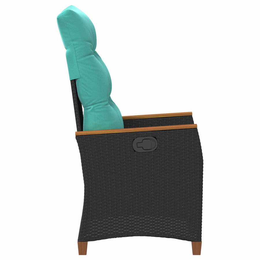 Verstelbare tuinstoel Zwart en Turquoise 64 x 57,5 x 112 cm