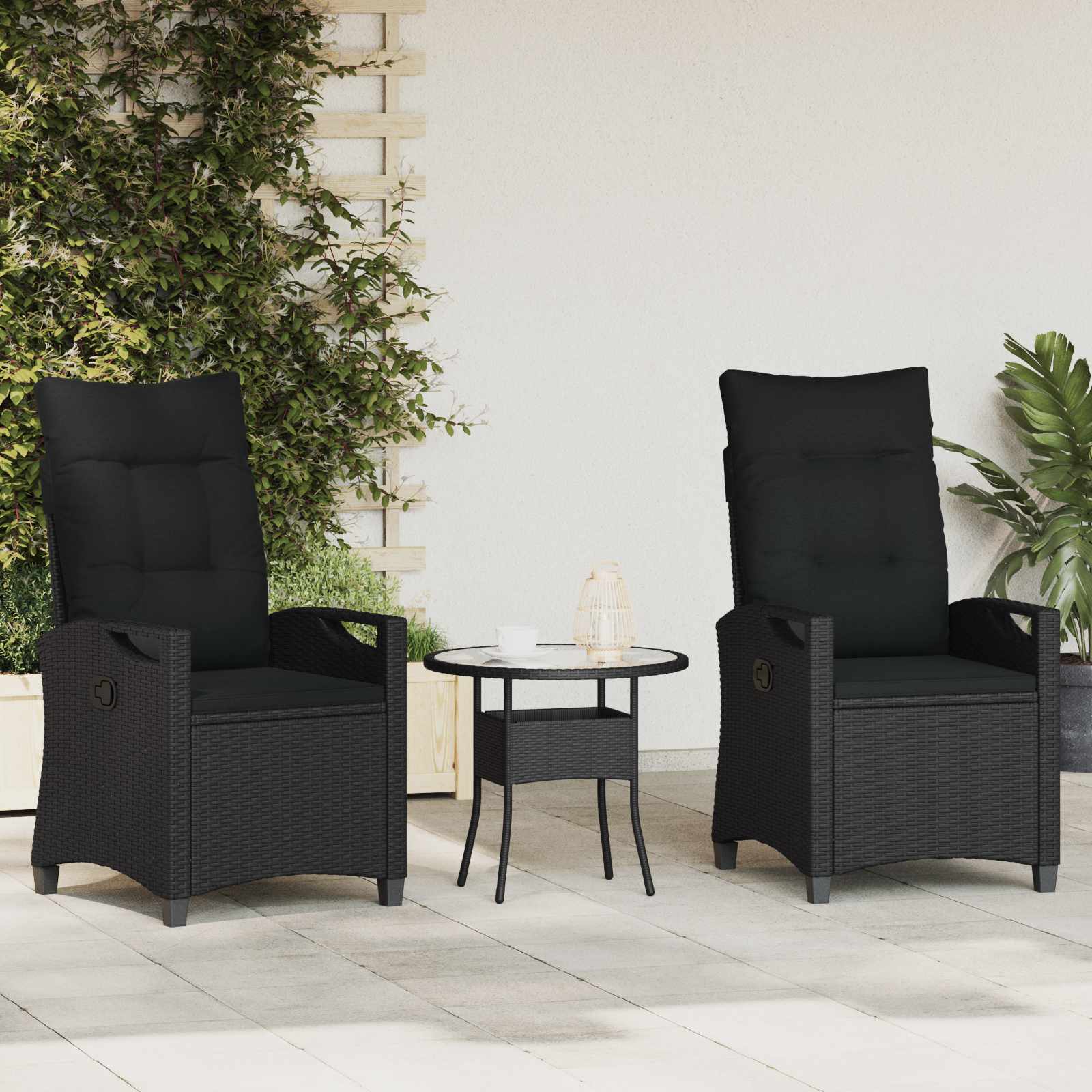 Tuinstoel 2 pcs Zwart 56 x 64 x 94 cm Staal en Polyester