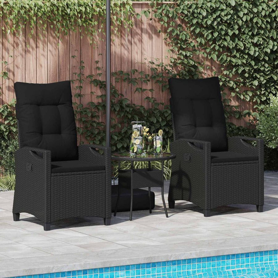 Tuinstoel 2 pcs Zwart 56 x 64 x 94 cm Staal en Polyester