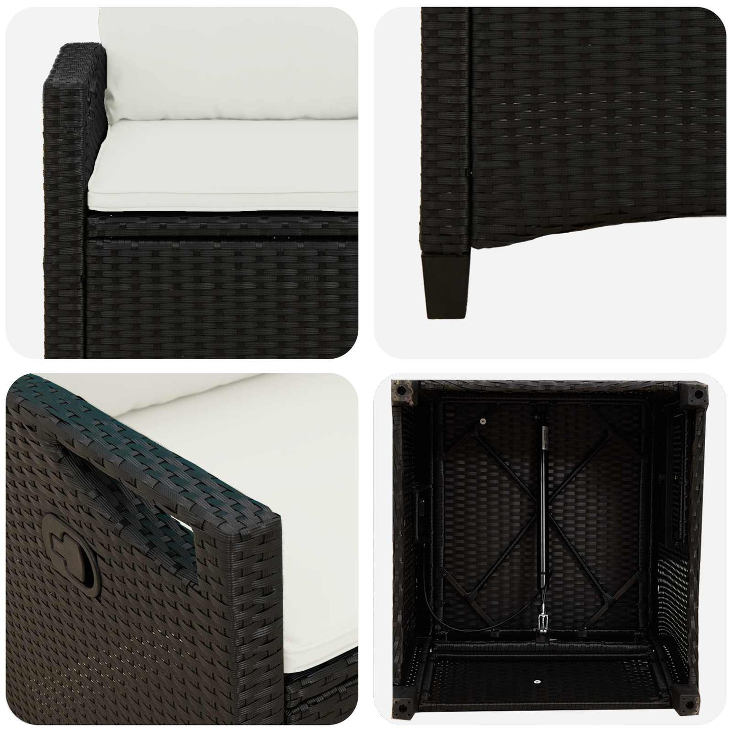 Tuinstoel 2 pcs Zwart en Crème 56 x 60 x 112 cm