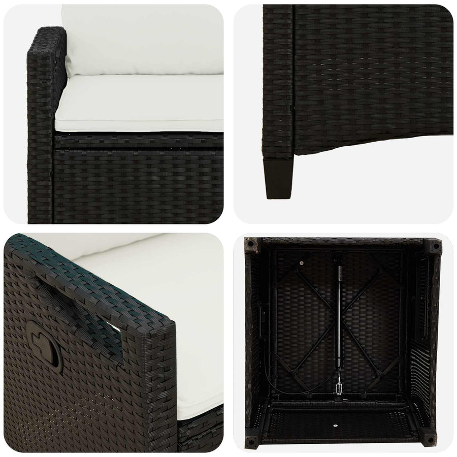 Tuinstoel 2 pcs Zwart en Crème 56 x 60 x 112 cm