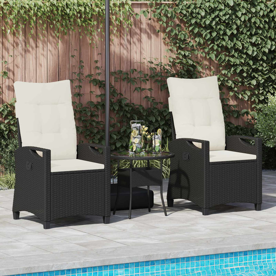 Tuinstoel 2 pcs Zwart en Crème 56 x 60 x 112 cm