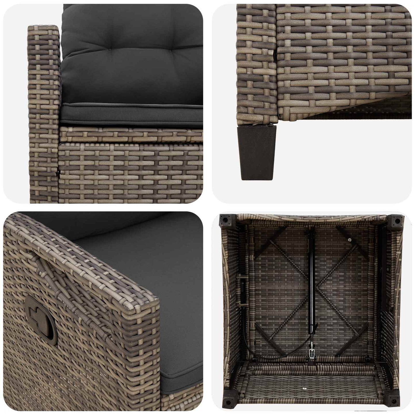 Tuinstoel 2 pcs Grijs en Donkergrijs 56 x 60 x 112 cm