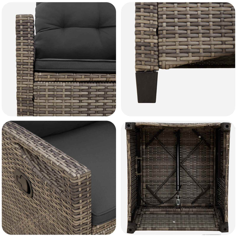 Tuinstoel 2 pcs Grijs en Donkergrijs 56 x 60 x 112 cm