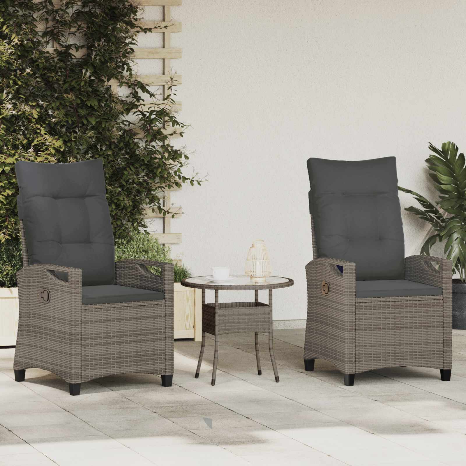Tuinstoel 2 pcs Grijs en Donkergrijs 56 x 60 x 112 cm