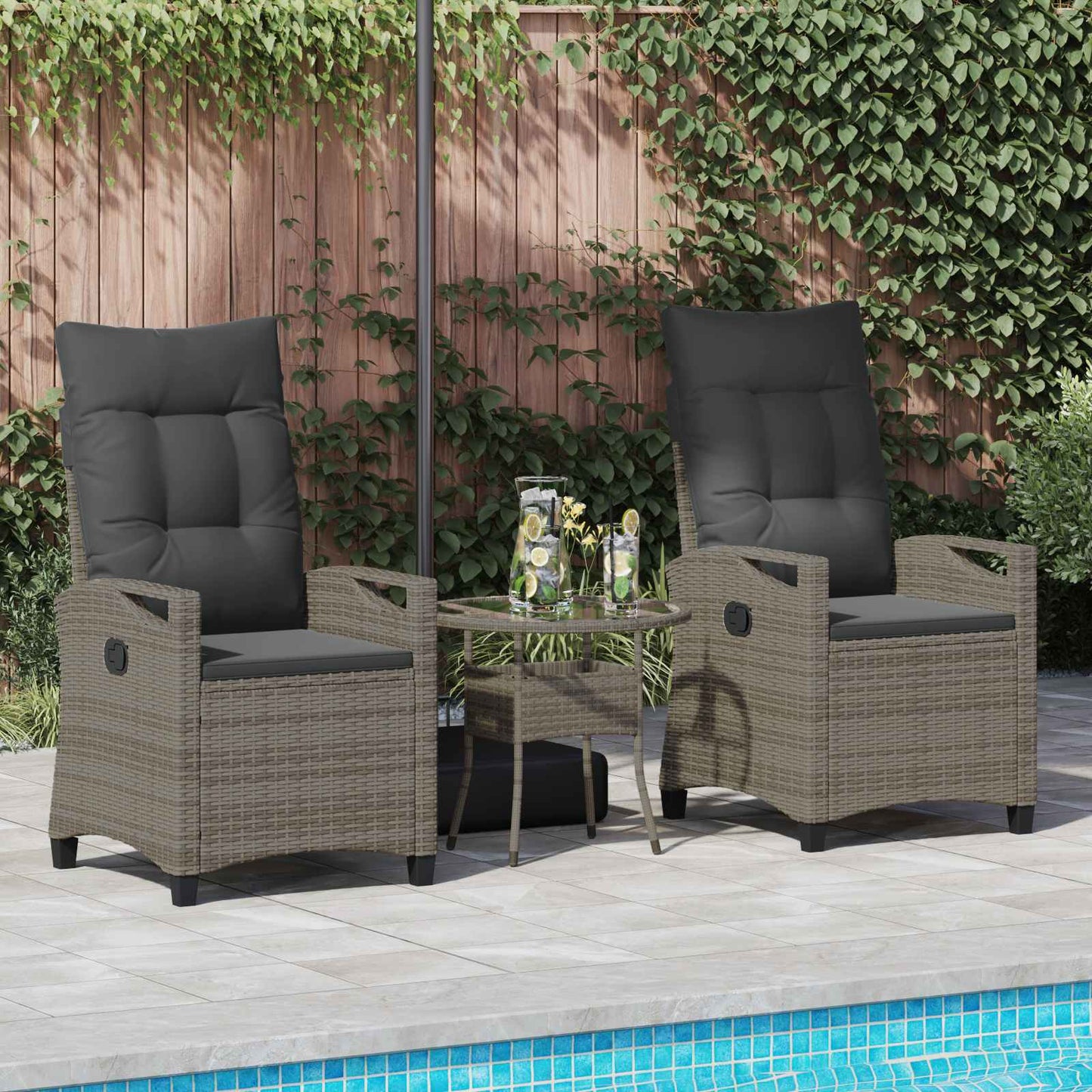 Tuinstoel 2 pcs Grijs en Donkergrijs 56 x 60 x 112 cm
