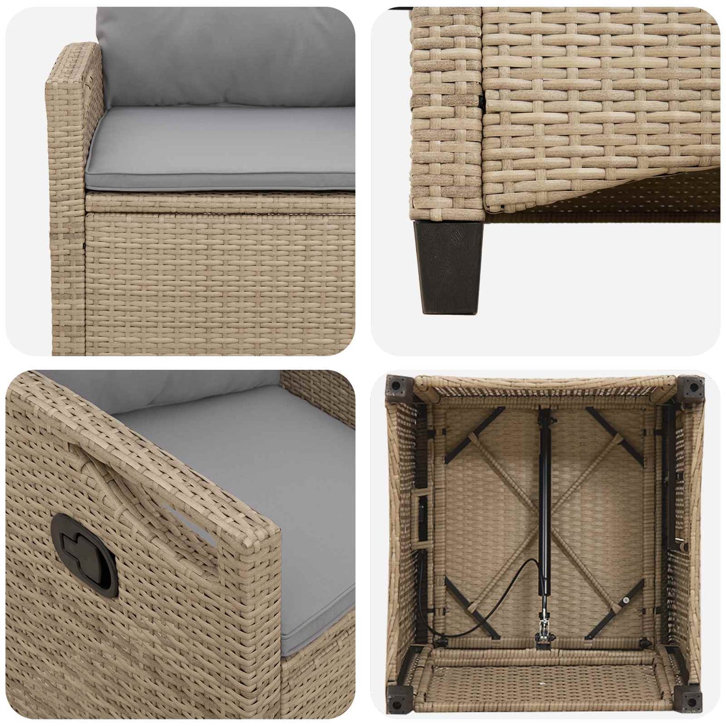 Tuinstoel 2 pcs Beige en Licht Grijs 56 x 60 x 112 cm