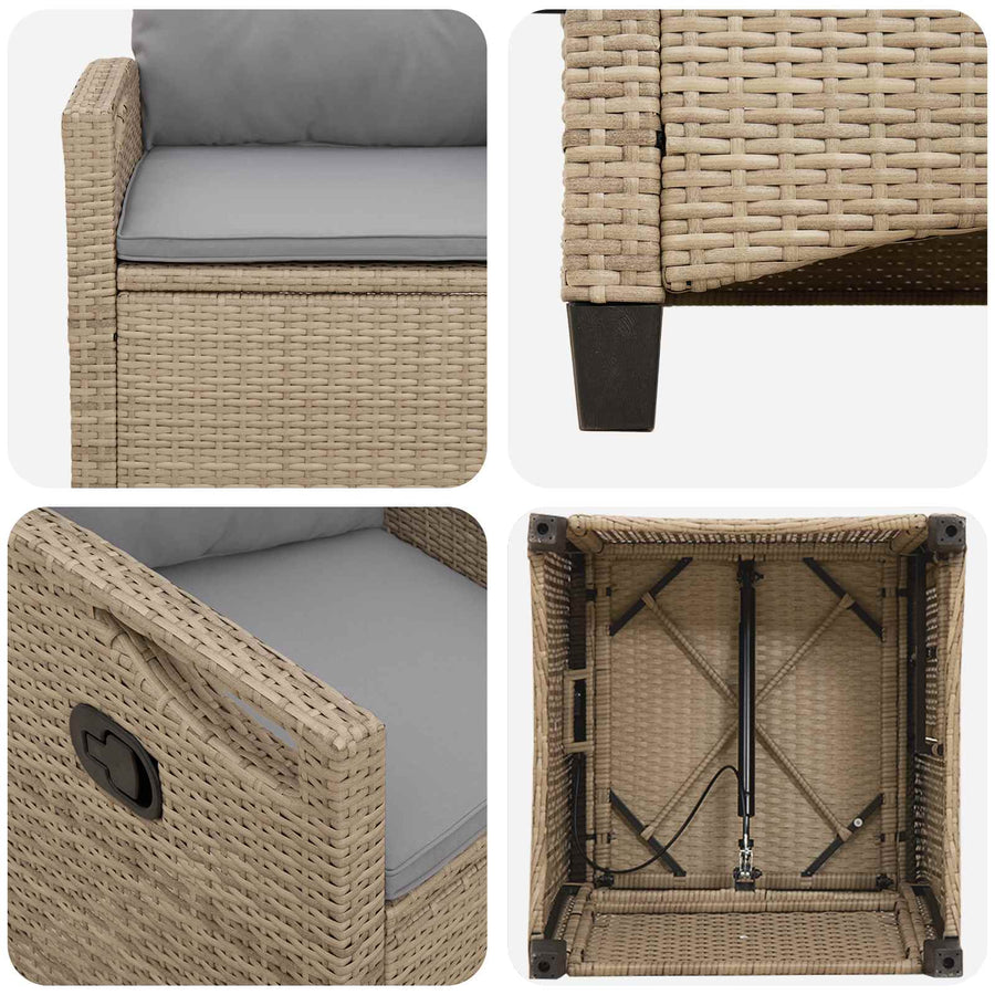 Tuinstoel 2 pcs Beige en Licht Grijs 56 x 60 x 112 cm