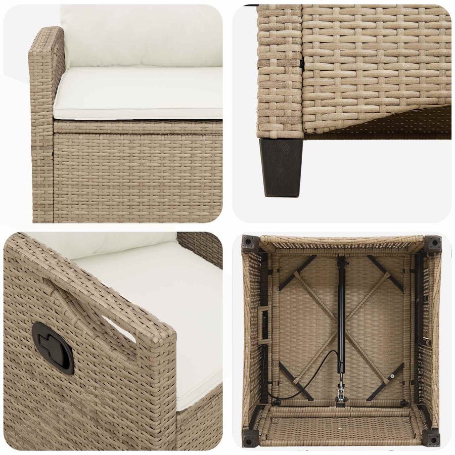 Tuinstoel 2 pcs Beige en Crème 56 x 60 x 112 cm