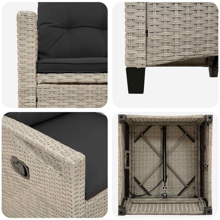 Tuinstoel 2 pcs Licht Grijs en Donker Grijs 56 x 60 x 112 cm