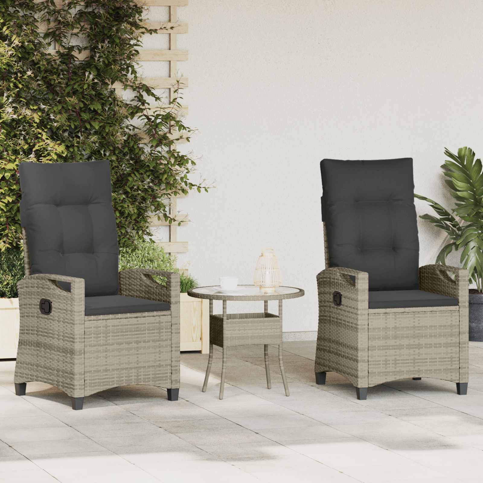 Tuinstoel 2 pcs Licht Grijs en Donker Grijs 56 x 60 x 112 cm