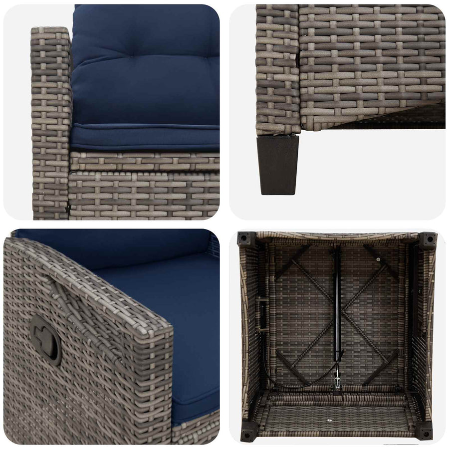 Tuinstoel 2 pcs grijs en marineblauw 56 x 60 x 112 cm