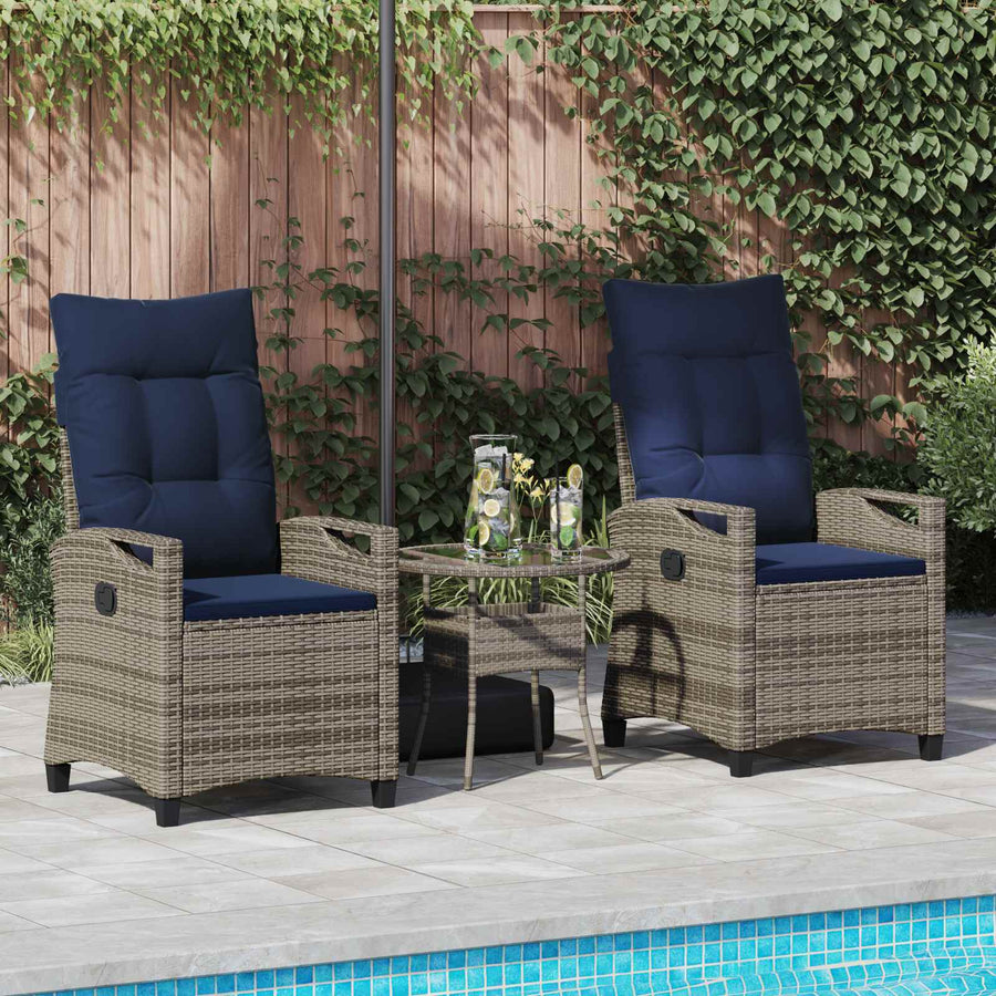 Tuinstoel 2 pcs grijs en marineblauw 56 x 60 x 112 cm