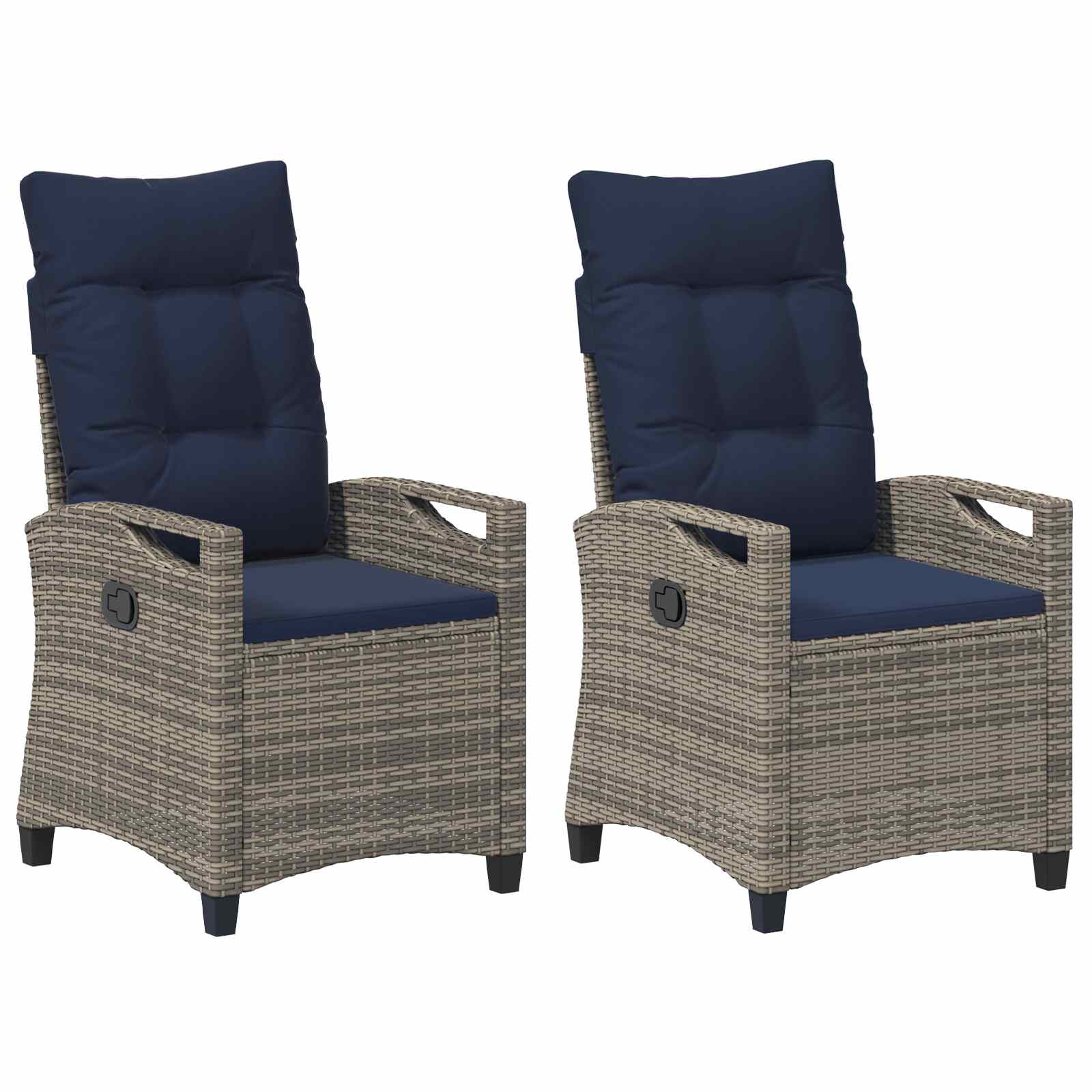 Tuinstoel 2 pcs grijs en marineblauw 56 x 60 x 112 cm