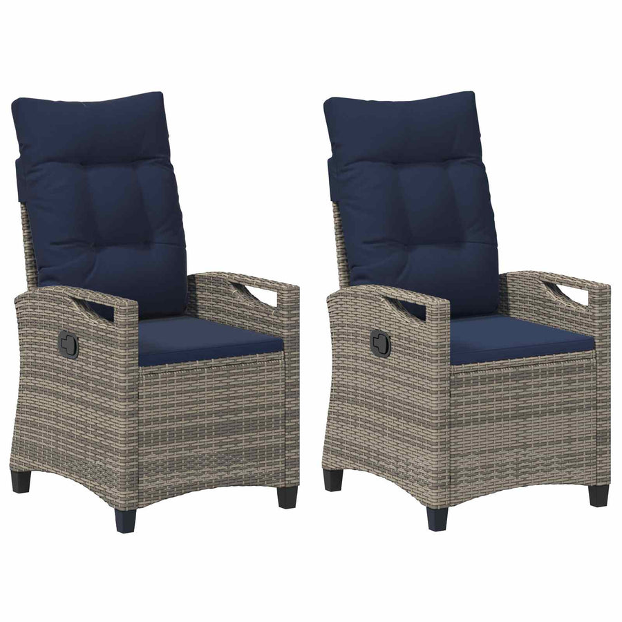 Tuinstoel 2 pcs grijs en marineblauw 56 x 60 x 112 cm
