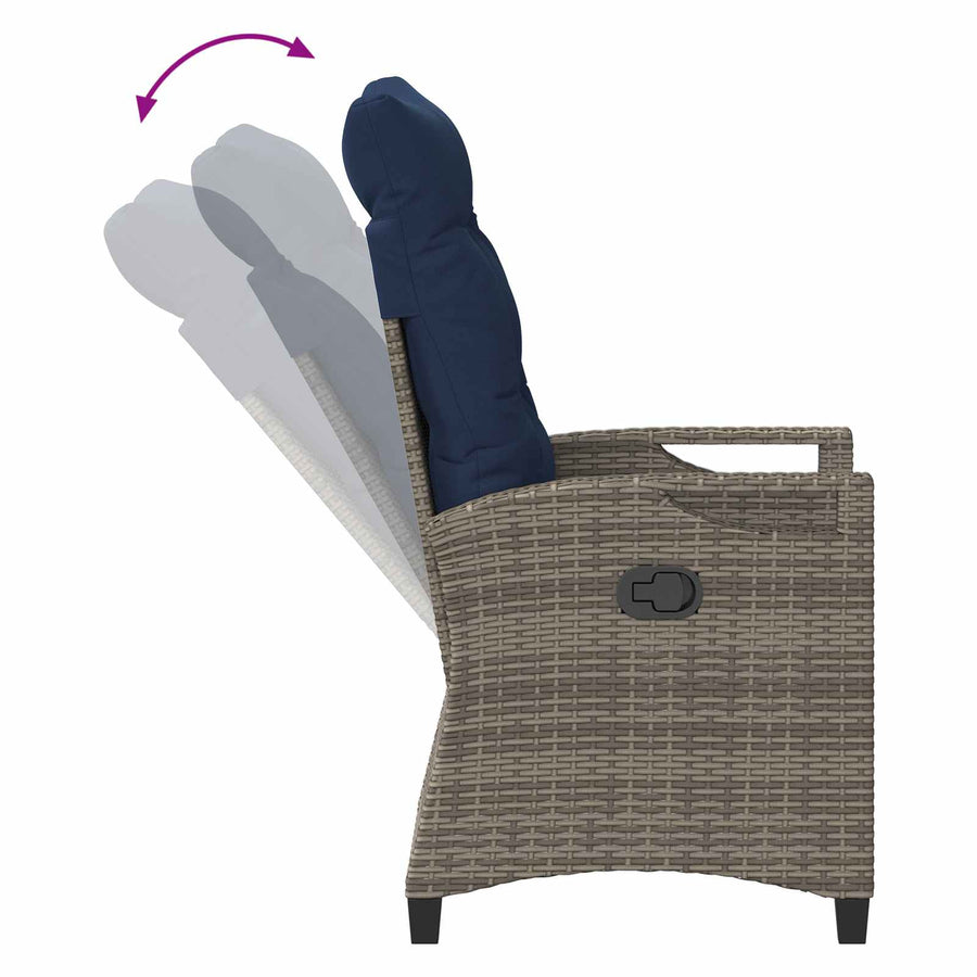Tuinstoel 2 pcs grijs en marineblauw 56 x 60 x 112 cm