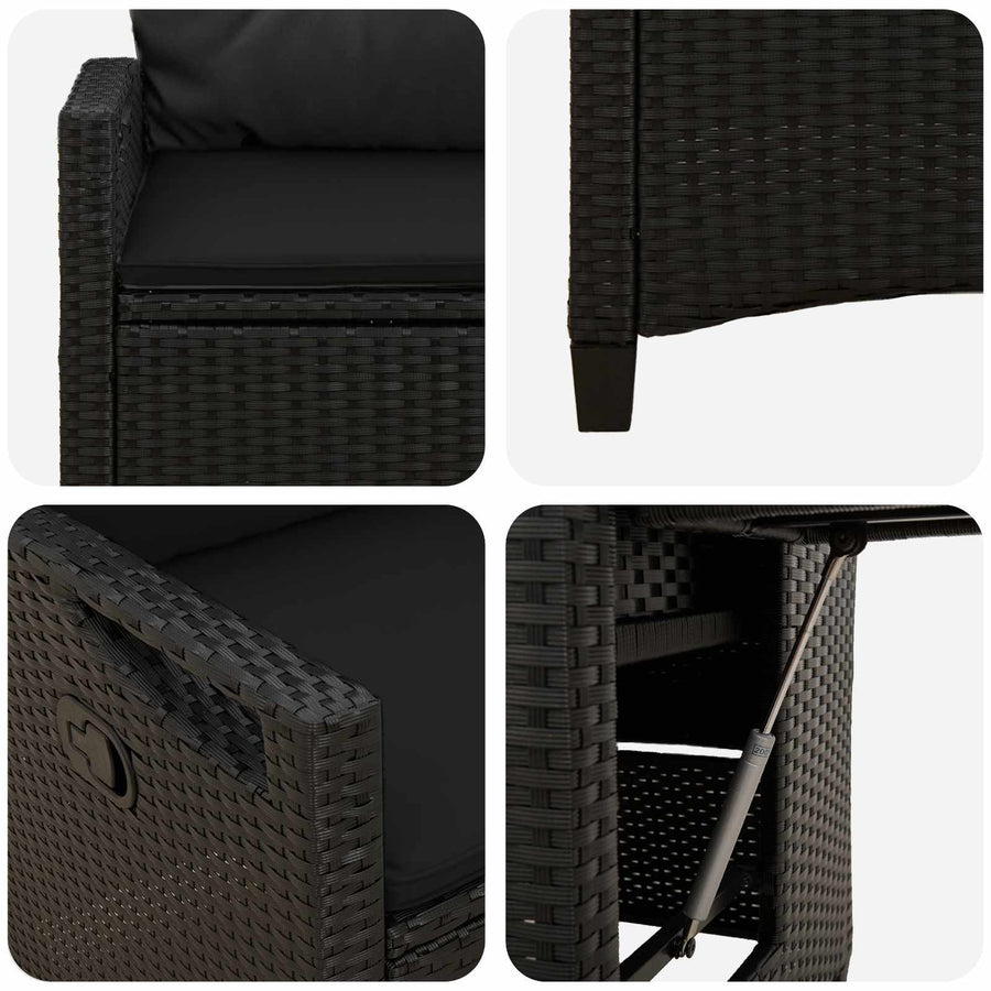 Recliner Tuinstoelen Zwart 56 x 60 x 112 cm Staal en Polyester