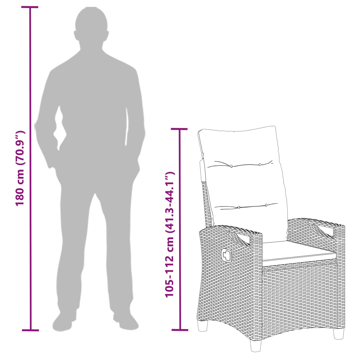 Recliner Tuinstoelen 56 x 60 x 112 cm staal