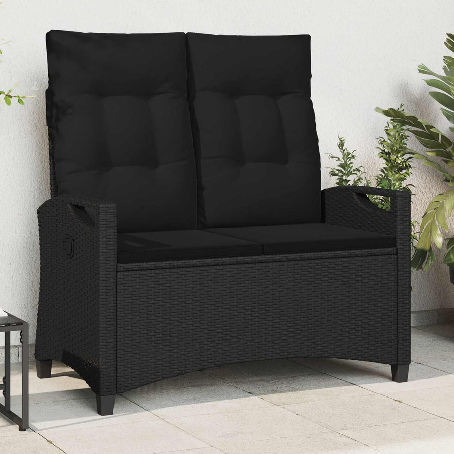 Tuinbank met kussen Zwart 105 x 60 x 112 cm Staal en Polyester