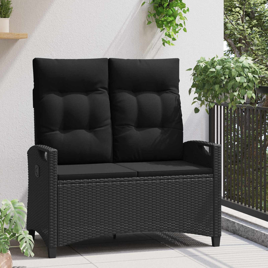 Tuinbank met kussen Zwart 105 x 60 x 112 cm Staal en Polyester