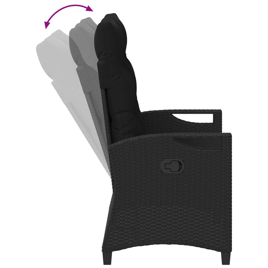 Tuinbank met kussen Zwart 105 x 60 x 112 cm Staal en Polyester