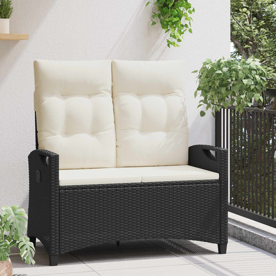 Tuinbank Zwart en Crème 105 x 60 x 112 cm Staal en Polyester
