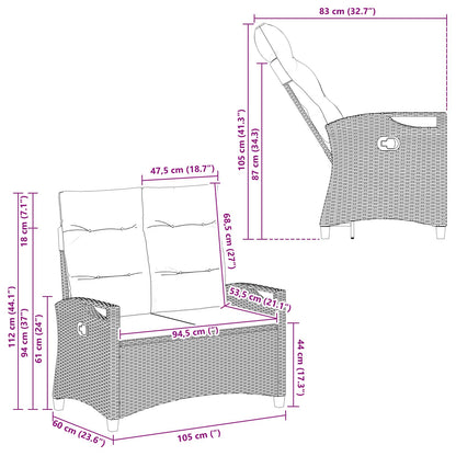 Tuinbank Bruin en Crème 105 x 60 x 112 cm Staal en Polyester
