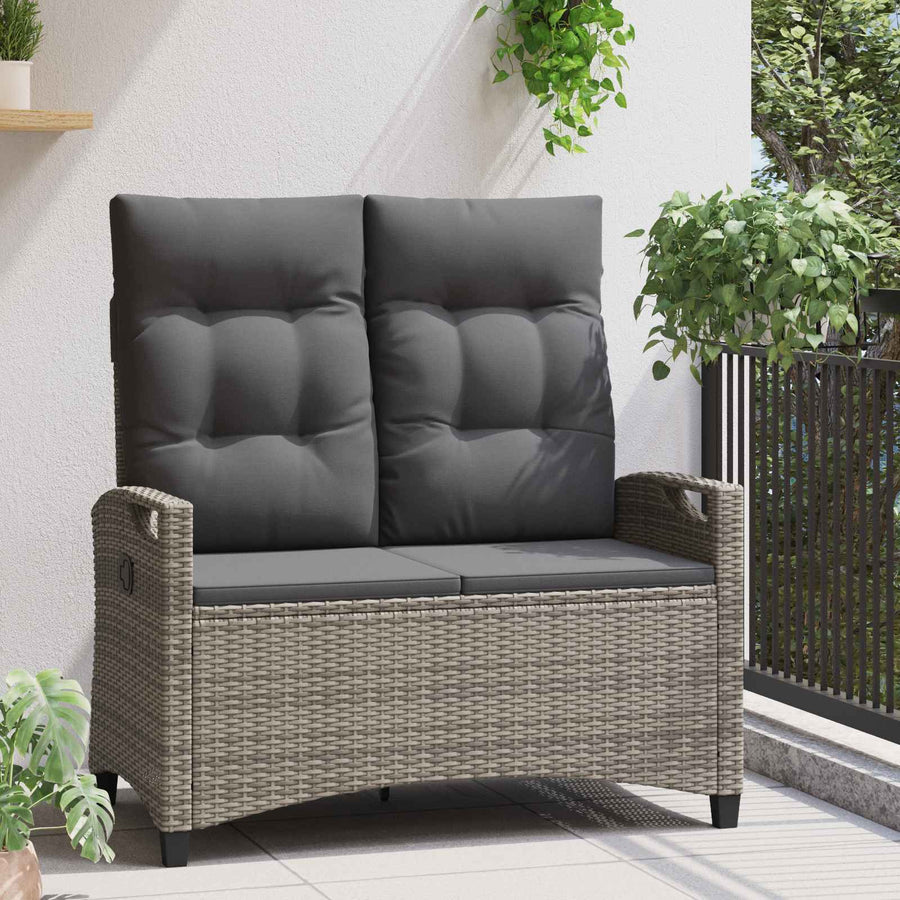 Tuinbank met kussen Grijs en Donkergrijs 105 x 60 x 112 cm