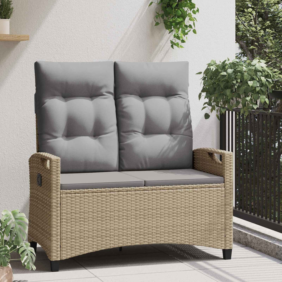 Tuinbank met kussen Beige en Licht Grijs 105 x 60 x 112 cm
