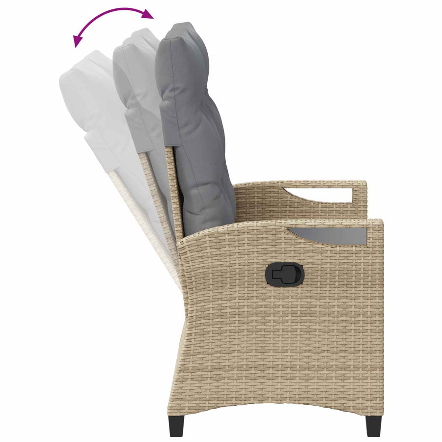 Tuinbank met kussen Beige en Licht Grijs 105 x 60 x 112 cm