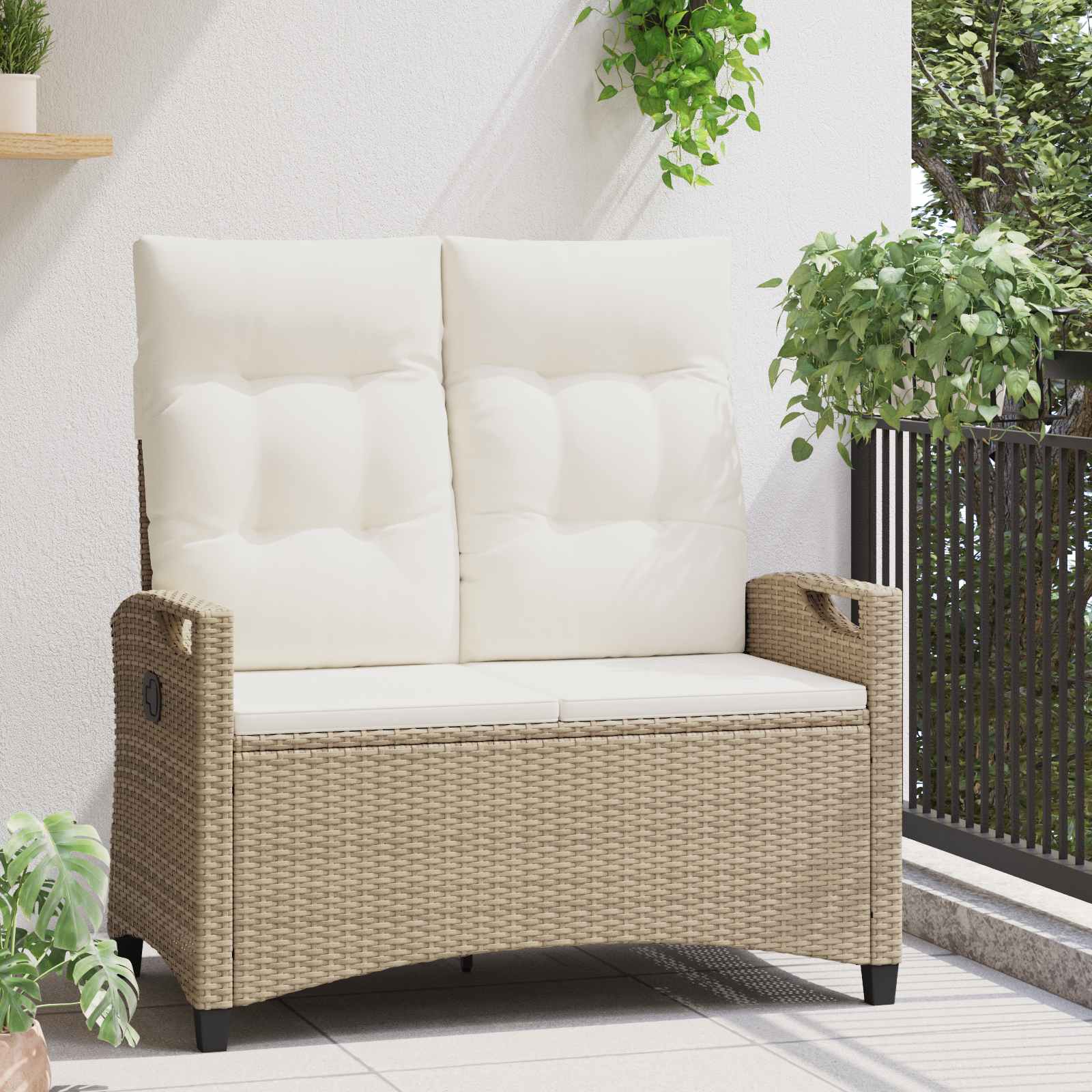 Tuinbank Beige en Crème 105 x 60 x 112 cm Staal en Polyester