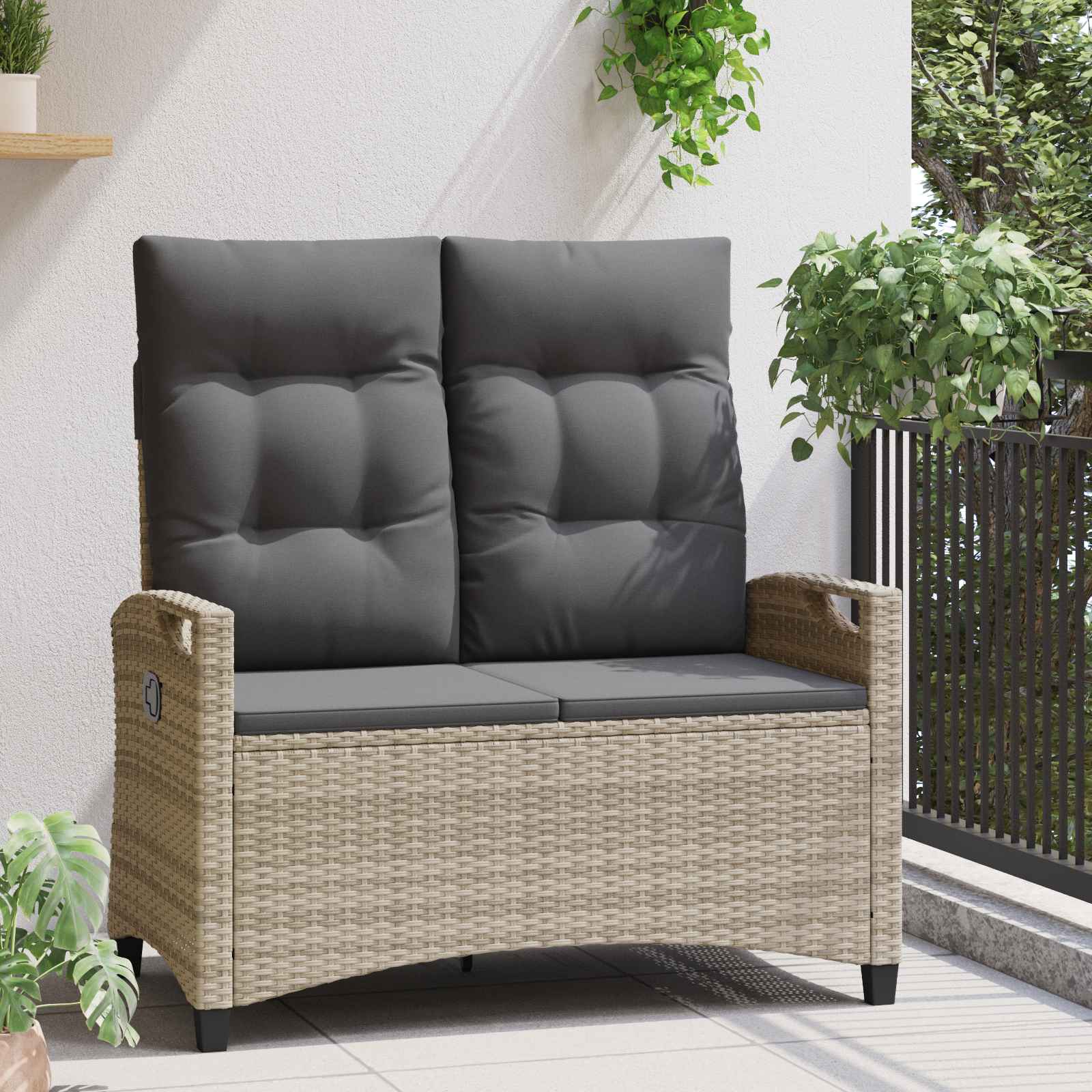 Tuinbank met kussen 105 x 60 x 112 cm staal