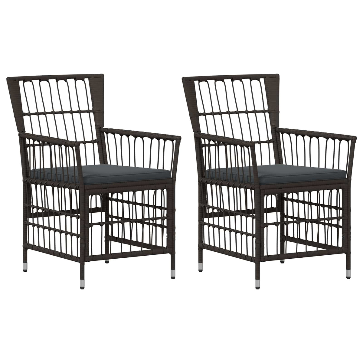 Tuinstoelen 2 st Zwart PE rattan, Staal en Polyester Stof
