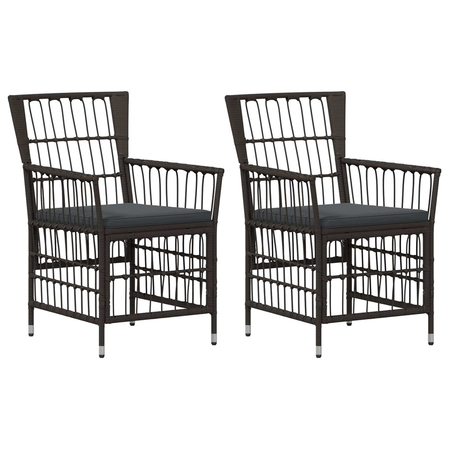 Tuinstoelen 2 st Zwart PE rattan, Staal en Polyester Stof