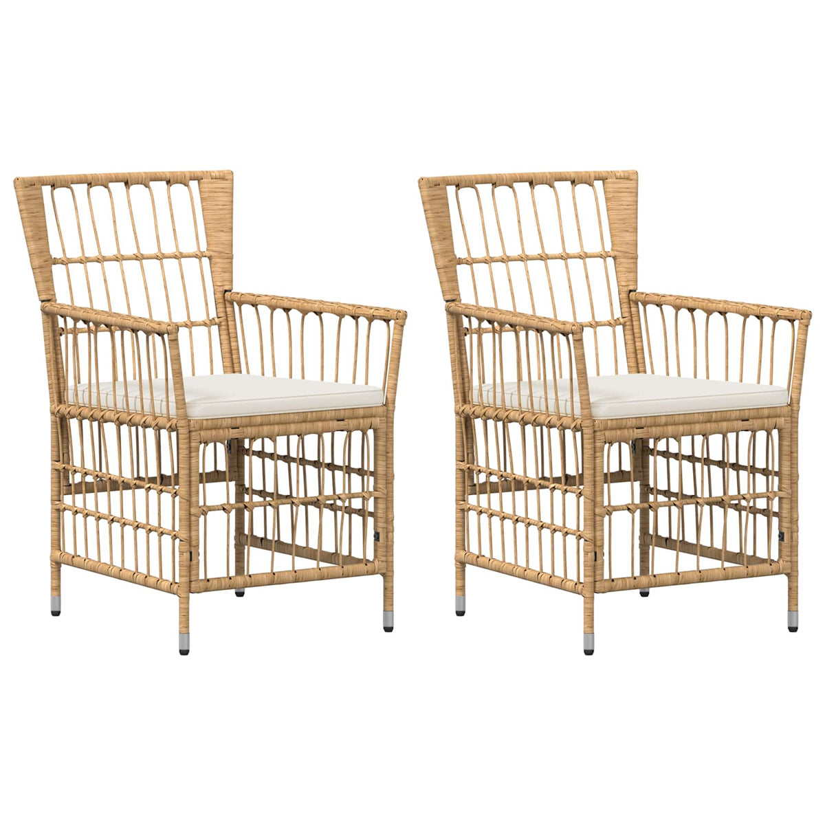 Tuinstoelen 2 st Naturel PE rattan, Staal en Polyester Stof