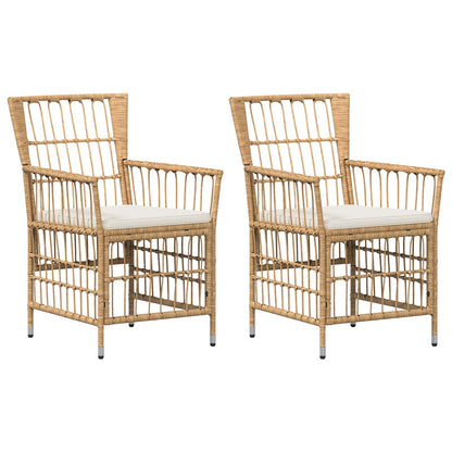 Tuinstoelen 2 st Naturel PE rattan, Staal en Polyester Stof