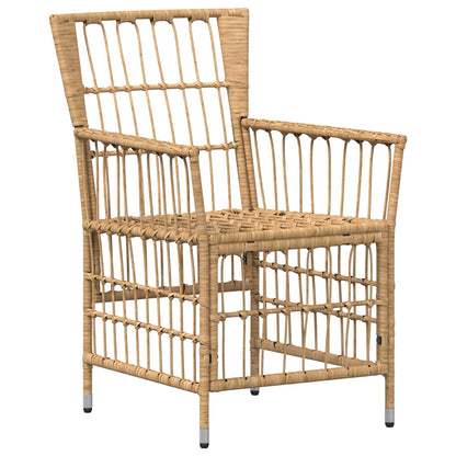 Tuinstoelen 2 st Naturel PE rattan, Staal en Polyester Stof