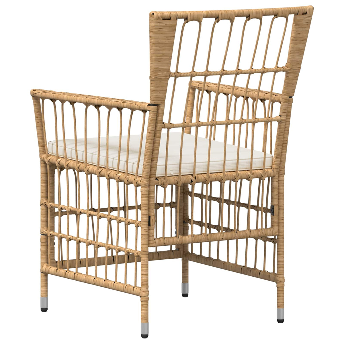Tuinstoelen 2 st Naturel PE rattan, Staal en Polyester Stof