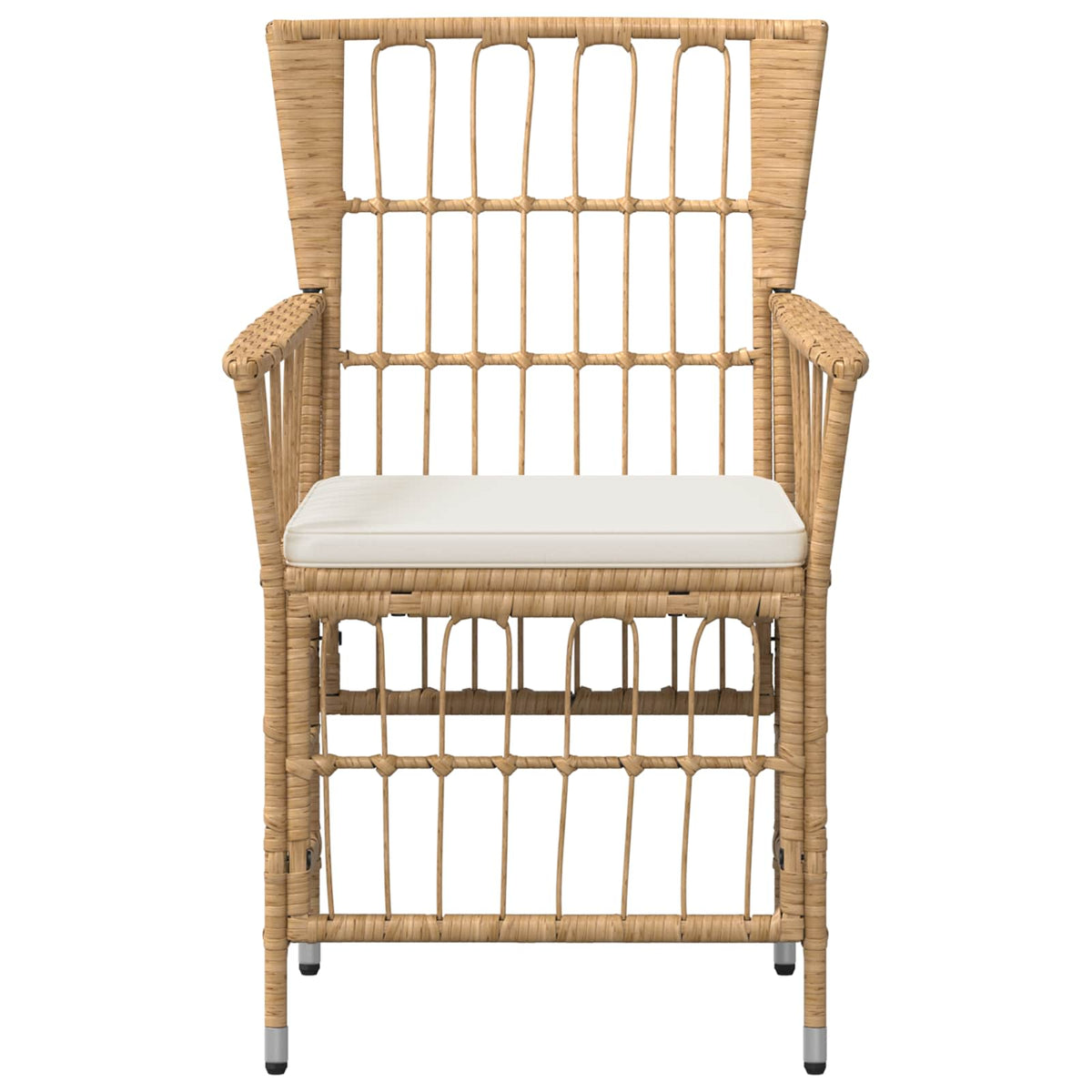 Tuinstoelen 2 st Naturel PE rattan, Staal en Polyester Stof