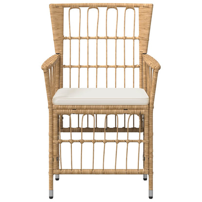 Tuinstoelen 2 st Naturel PE rattan, Staal en Polyester Stof