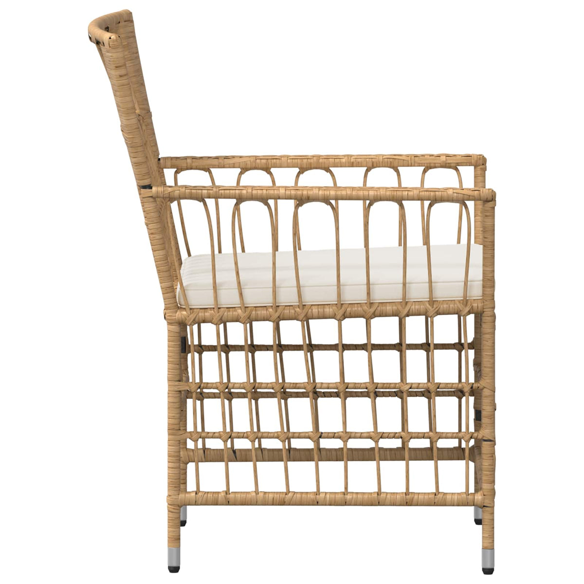 Tuinstoelen 2 st Naturel PE rattan, Staal en Polyester Stof